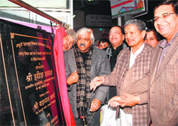Chief Minister Harish Rawat lays the foundation stone of various development projects in Dehradun on Friday. A Tribune photograph