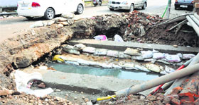 The open drain in Gandhi Nagar locality, Jammu.