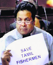 Minister of State for Parliamentary Affairs Rajiv Shukla in the Rajya Sabha during the extended winter session on Friday.