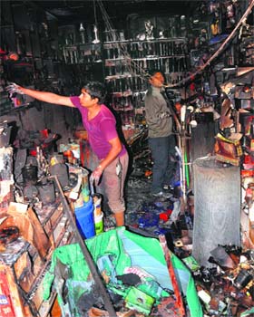 Goods gutted at a shop in Ramdarbar on Friday night
