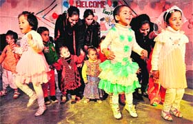 Children take part in the fancy dress competition at Paragon Senior Secondary School in Mohali on Saturday