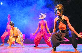 DONNING A NEW ROLE: Artistes enact a play ‘Bahroopiya,’ organised by Swarg Repertory, at Tagore Theatre in Chandigarh on Saturday