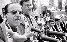 President of the Jammu & Kashmir Pradesh Congress Committee Prof Saifuddin Soz addresses a public meeting in Akhnoor on Saturday