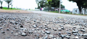 A road on the PAU campus in poor shape. 