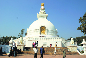 The Vishwa Shanti Stupa on Ratnagiri hill