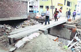 The bridge near Bhadaur House which is presently under construction in Ludhiana