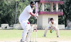 A batsman in action in a match in the Dehradun District Cricket League played at the OFD ground in Dehradun on Tuesday.