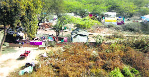 HUDA land under encroachment in Sector 10 of Faridabad.