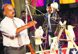 Animal trainer Babu Lal Nayar at The Great Bombay Circus in Jalandhar.