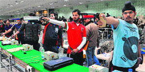 Shooters take part in the Inter-University Shooting Championship at Panjab University in Chandigarh on Wednesday
