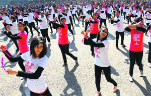 Students take part in a flash mob at the PGGCG-42 in Chandigarh on Wednesday