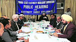 Public hearing of the Punjab State Electricity Regulatory Commission (PSERC) in progress in Bathinda on Thursday