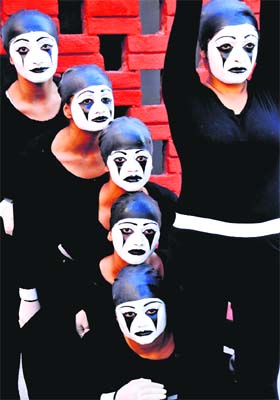 Students perform mime during a cultural evening at the Post-Graduate Government College for Girls, Sector 11, in Chandigarh on Thursday