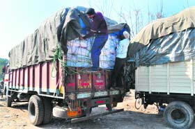 One of the trucks impounded by the police in Mohali on Thursday