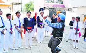 Students of the GNKSSS, Sector 30-B, Chandigarh, stage a street play, “Badlo Apni Soch”, on Thursday