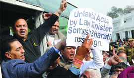 Congress and BJP MLAs detained by the police during the special session of Delhi Assembly on Thursday.