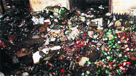 The medicine godown that caught a fire in Dehradun on Wednesday night.