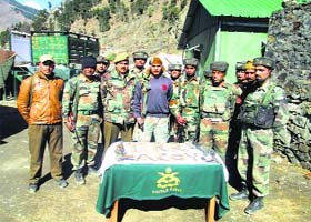 Arms and explosives seized from a hideout in Kishtwar district on Thursday