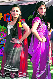 Students of New St Soldiers School take part in a fashion show during a farewell party in Jalandhar