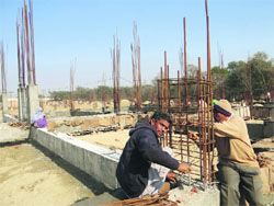 A school building under construction in Bathinda on Friday. a tribune photograph