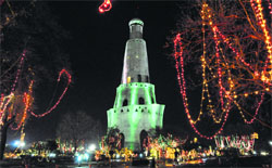 The Feteh Burj decked up ahead of the four-day Progressive Punjab Agriculture Summit-2014 to be held at Chappar Chiri village in Mohali on Friday. Tribune photo: Vicky Gharu 