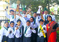 Students of Delhi Public School in a jubilant mood in Ludhiana