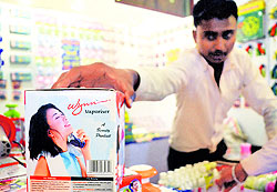A seller shows a Chinese product at Indo-Pak expo in Ludhiana