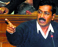 Arvind Kejriwal delivering his parting speech in the Assembly