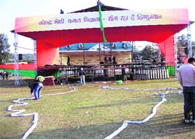 The site of the Modi rally to be held at Sujanpur in Hamirpur on Sunday