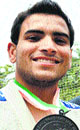Judo player Nitin Sharma with his medal in Ludhiana. Tribune Photo: Inderjeet Verma.