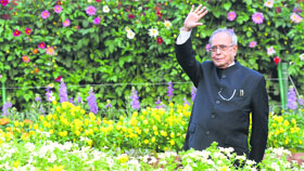President Pranab Mukherjee at the world famous Mughal Gardens which will remain open for general public from February 16 to March 16 (except on Mondays ) between 10 am to 4 pm.