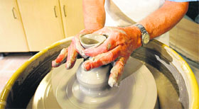 A pottery maker at work