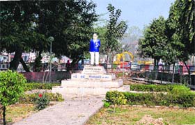 A view of the Baba Ambedkar park located opposite the Rose Garden in Bathinda