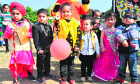 Students attend a baby show at Ashmah International School in Mohali on Sunday.