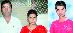 File photos of (from left) Prakash Mishra, Shanti Devi and Amit Mishra who were murdered in Jaitpur on Sunday