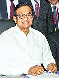 Finance Minister P Chidambaram at his office in New Delhi on Sunday