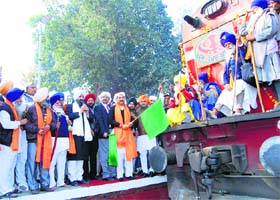 Vijay Inder Singla, Sangrur MP, flags off Special Panj Takht Darshan train at the Dhuri railway Station on Sunday