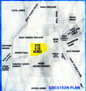 The location plan of the land to be sold by PUDA in Ludhiana.