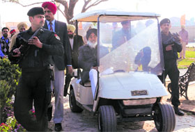 CM Parkash Singh Badal in Chappar Chiri on Monday.