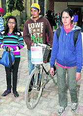 Sukh Brar (right) at Government Rajindra College as part of her Thalassemia Walk. Also present with her is Disha (in specs), a thalassemia patient
