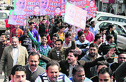 A march organised by the SC Morcha of the BJP led to traffic jam in Jalandhar on Tuesday