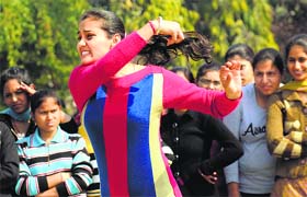 Woman might: A student of the Satguru Ram Singh Government Polytechnic College for Women throws discus during an athletics meet in Ludhiana on Tuesday