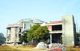 A view of the incomplete auditorium at the PAU in Ludhiana