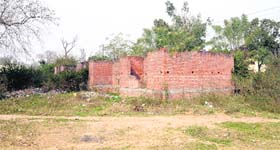 A view of the partially-built houses in the Railway Colony, B-Block, in Amritsar