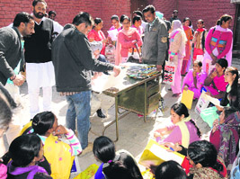 The AIE/EGS teachers submit files at the counselling session held at the Government Elementary School in Bathinda on Wednesday. 