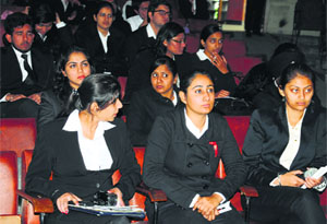Students attend a debate competition at Panjab University Regional Centre in Ludhiana on Wednesday.