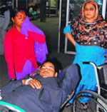 An injured Vijay at the GMCH-32, Chandigarh. Tribune photo: Parvesh Chauhan