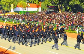 The Ex-servicemens contingent on parade at Rajpath during Republic Day