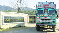 A truck at the cross-LoC trade centre at Poonch. Tribune photo