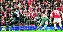 Bayern Munich's midfielder David Alaba takes a penalty, which he missed, during the win over Arsenal in London
